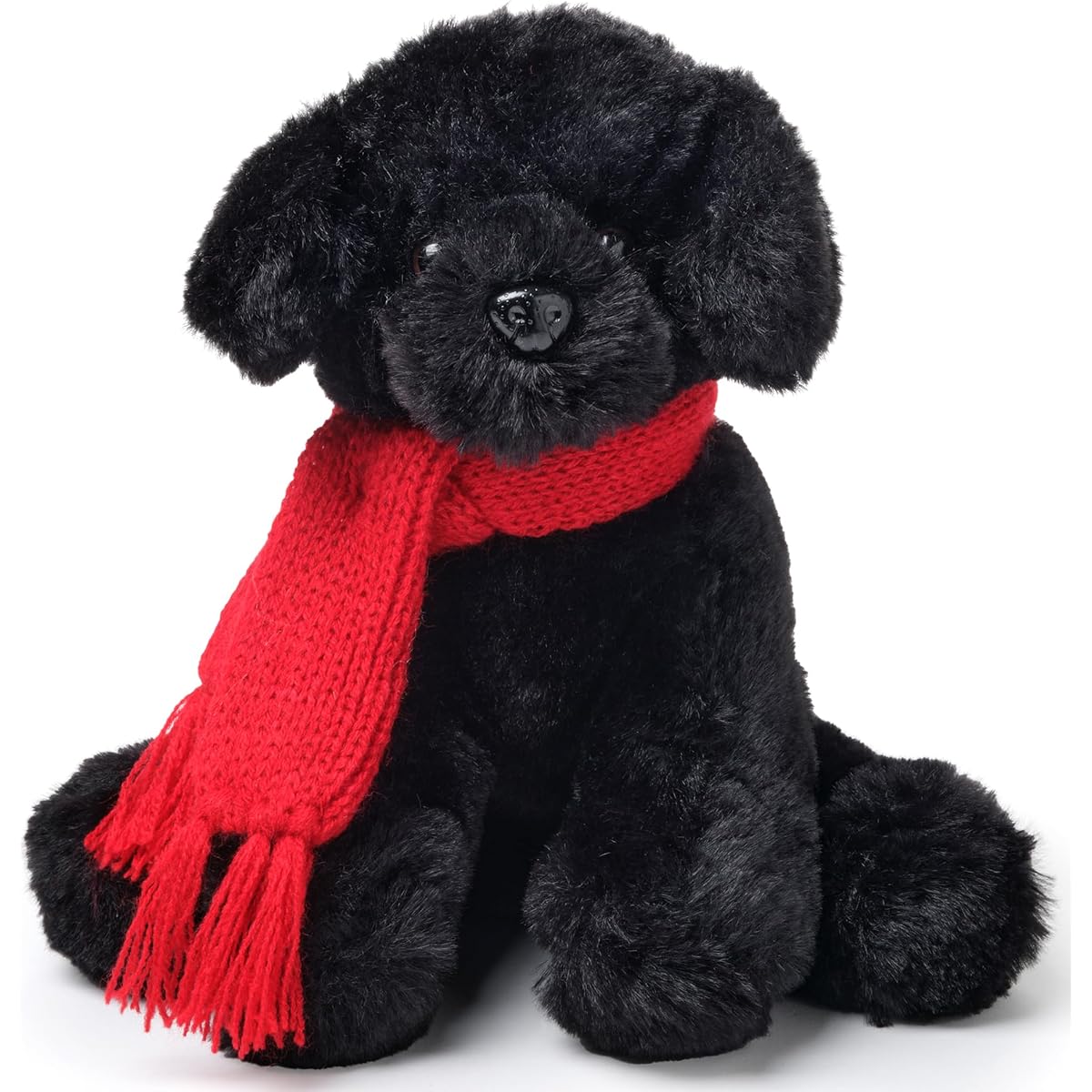 Bearington Cole Plush Animal Black Love Puppy Dog Scarf, 6 Inch