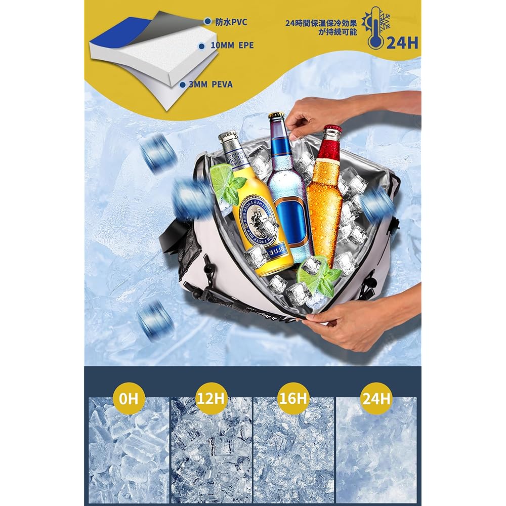 Vihir Cooler Box 23L Small Ice Box Cooler Bag Easy to Carry Waterproof Foldable Outdoor Camping Fishing BBQ Picnic