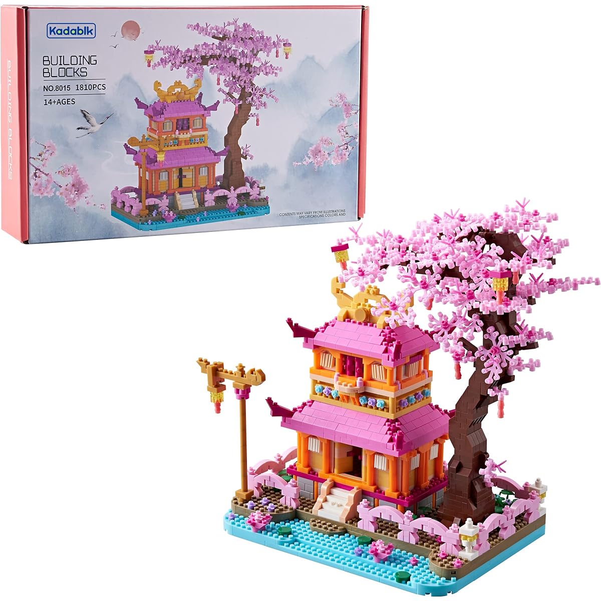 Kadablk Architecture Dream Flower Building Blocks Japan Sakura Treehouse Construction 1810 Pieces Micro Model Set for Adults & Kids Creator Blocks Mini DIY STEM Building Toys