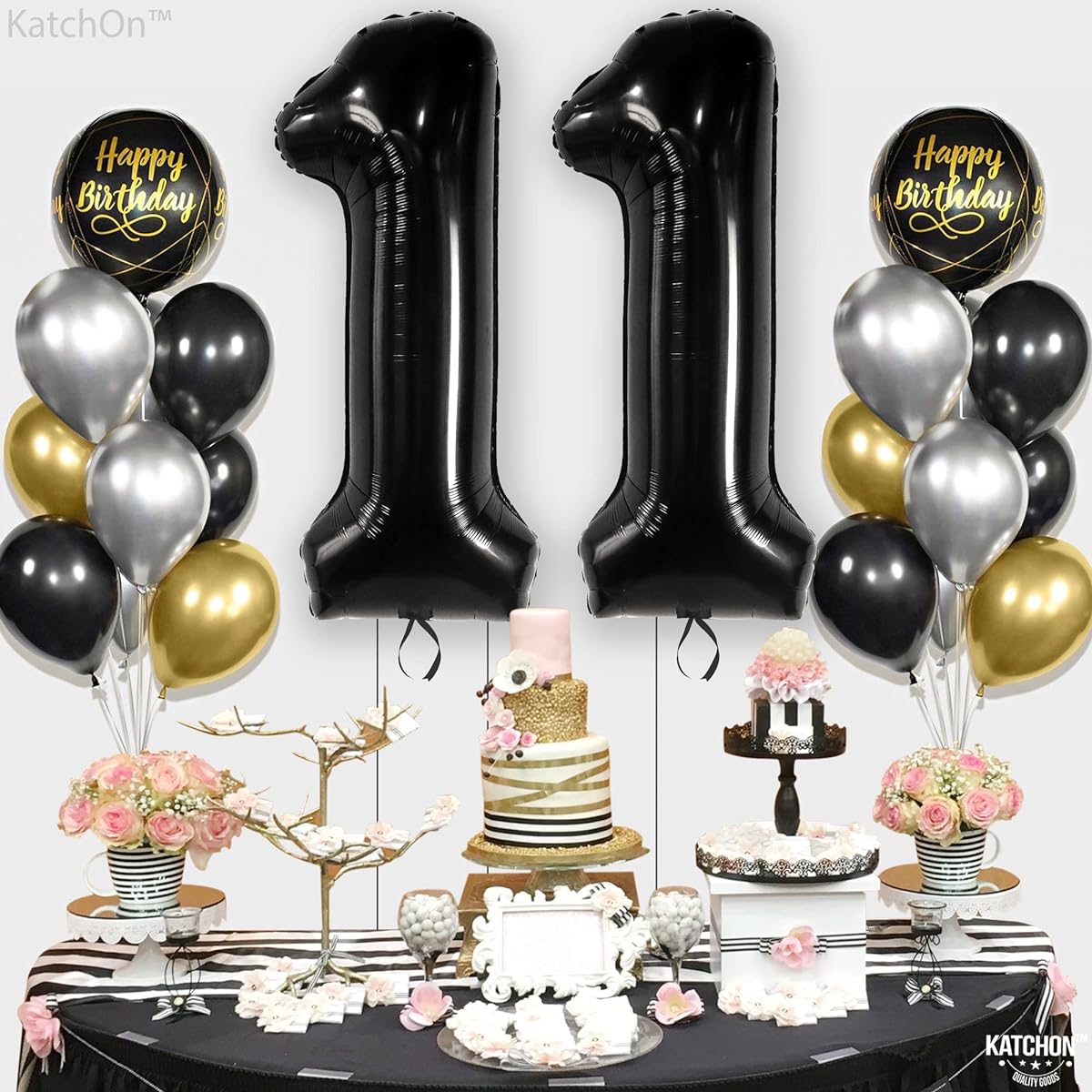 Black Number 11 Foil Balloon