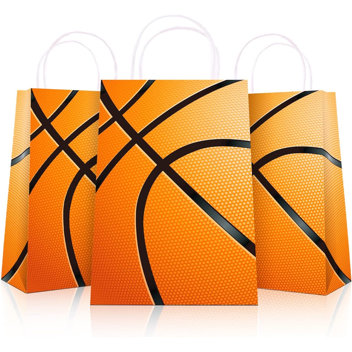 Basketball Party Gift Bags 24 Pack Party Favor Bags with Handles Decorations Candy Pattern Gifts Paper Bags Basketball Sports Theme Birthday Party Supplies for Baby Shower
