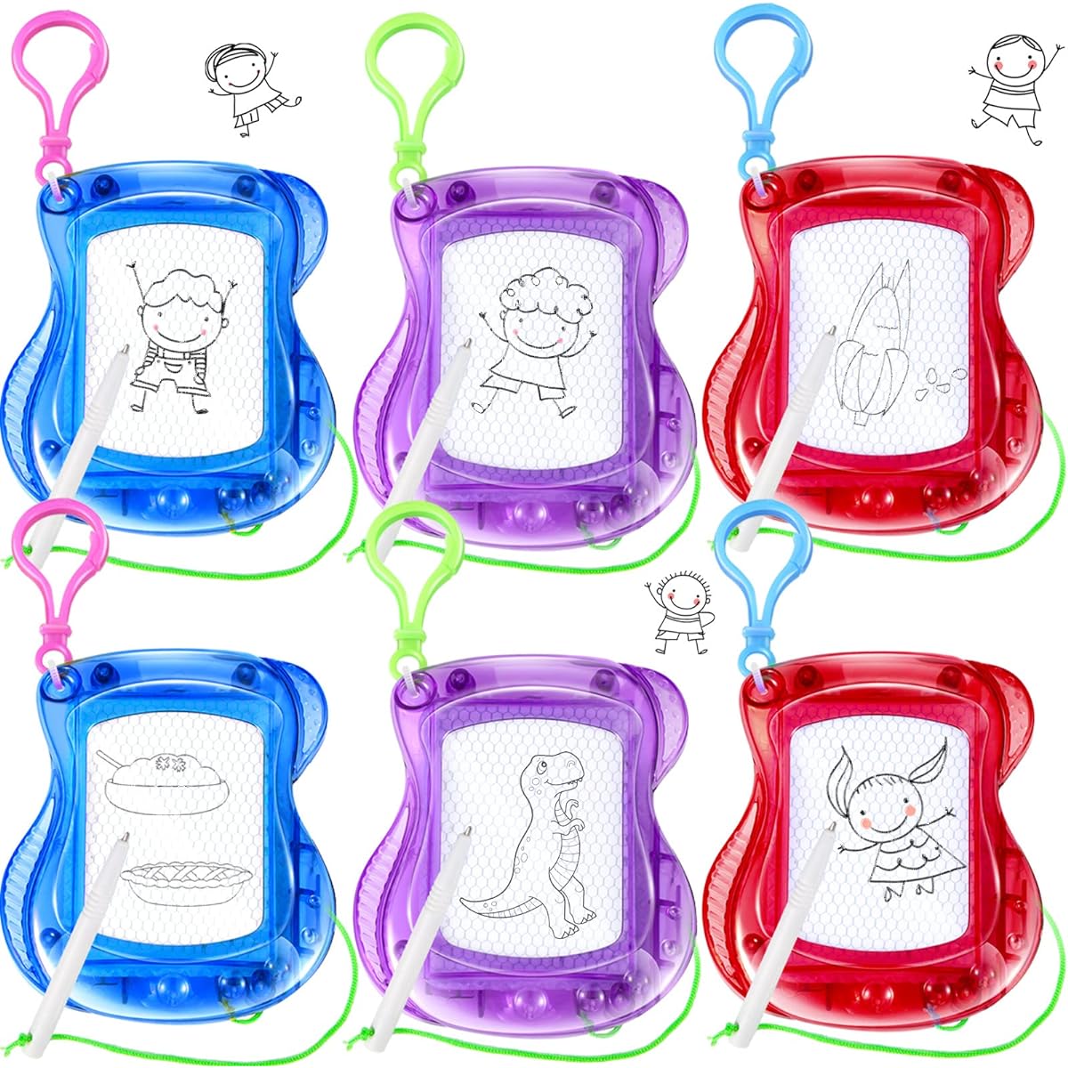 Mini Magnetic Drawing Board Set of 6 for Kids, Children's Day, 4" Erasable Doodle Boards for Toddlers, Party Favor Board, Goody Bag Stuffers, Class, Kids, Birthday Gifts