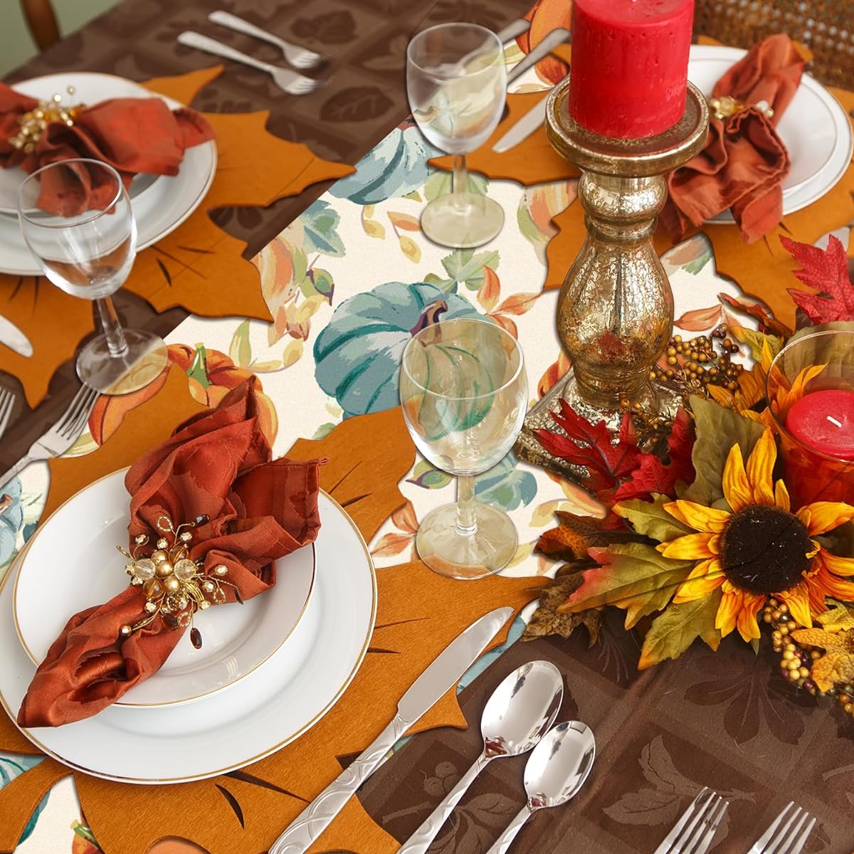 Fall Harvest Table Runner Pumpkin Table Runner Decoration Thanksgiving Table Runner
