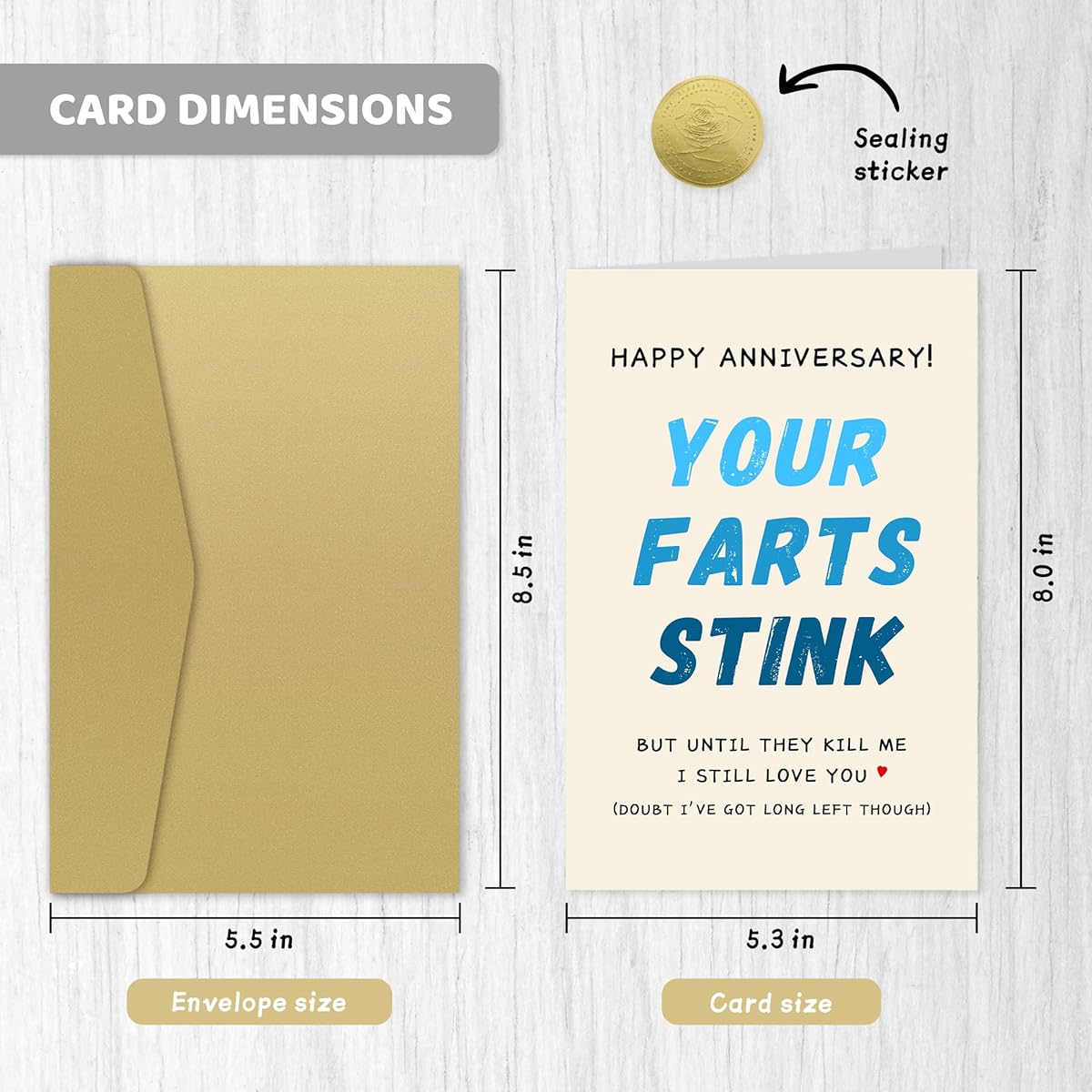 OfficeKolor Funny Anniversary Cards Gifts for Husband Boyfriend Fiance Valentine's Day Cards Greeting Cards for Girlfriend Wife - Fart Stink
