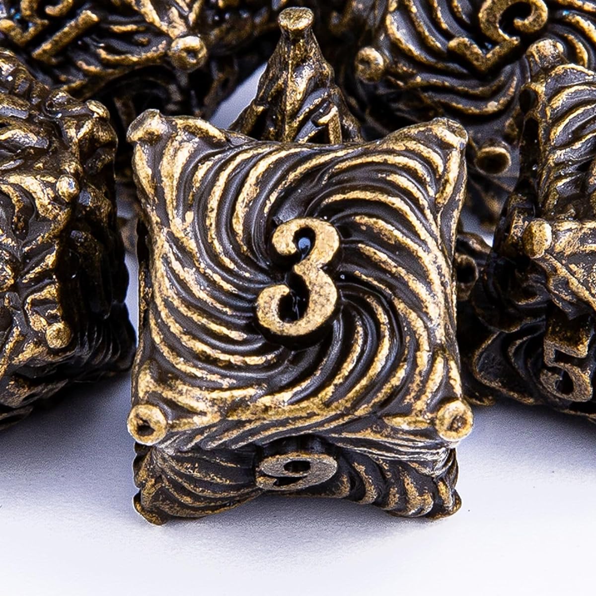 Joylord Metal Dice Set Dungeons & Dragons Vortex Design D&D Dice Handmade Polyhedral Dice RPG D & D Role Playing Game Dice D20 D12 D10 D8 D6 D4