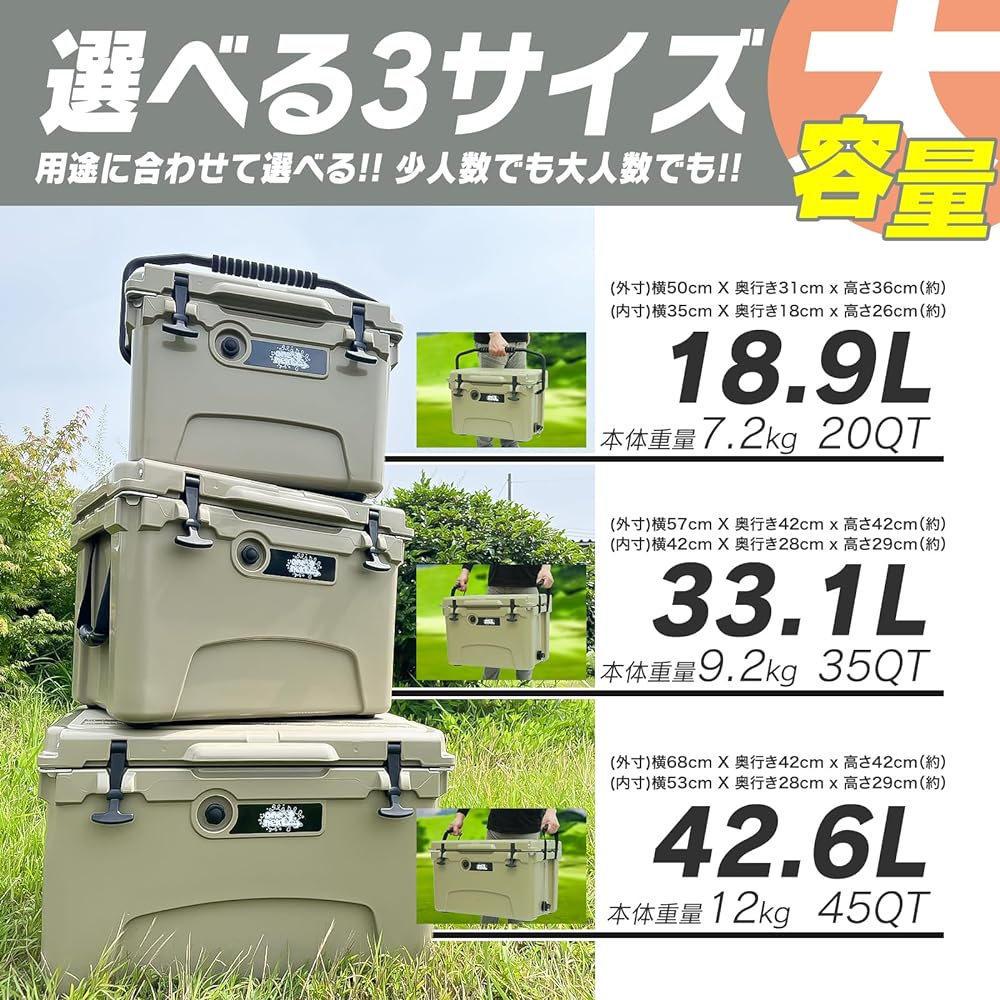 onenext Cooler Box Large Small Outdoor Fishing BBQ Leisure Hard Type (20QT(18.9L))