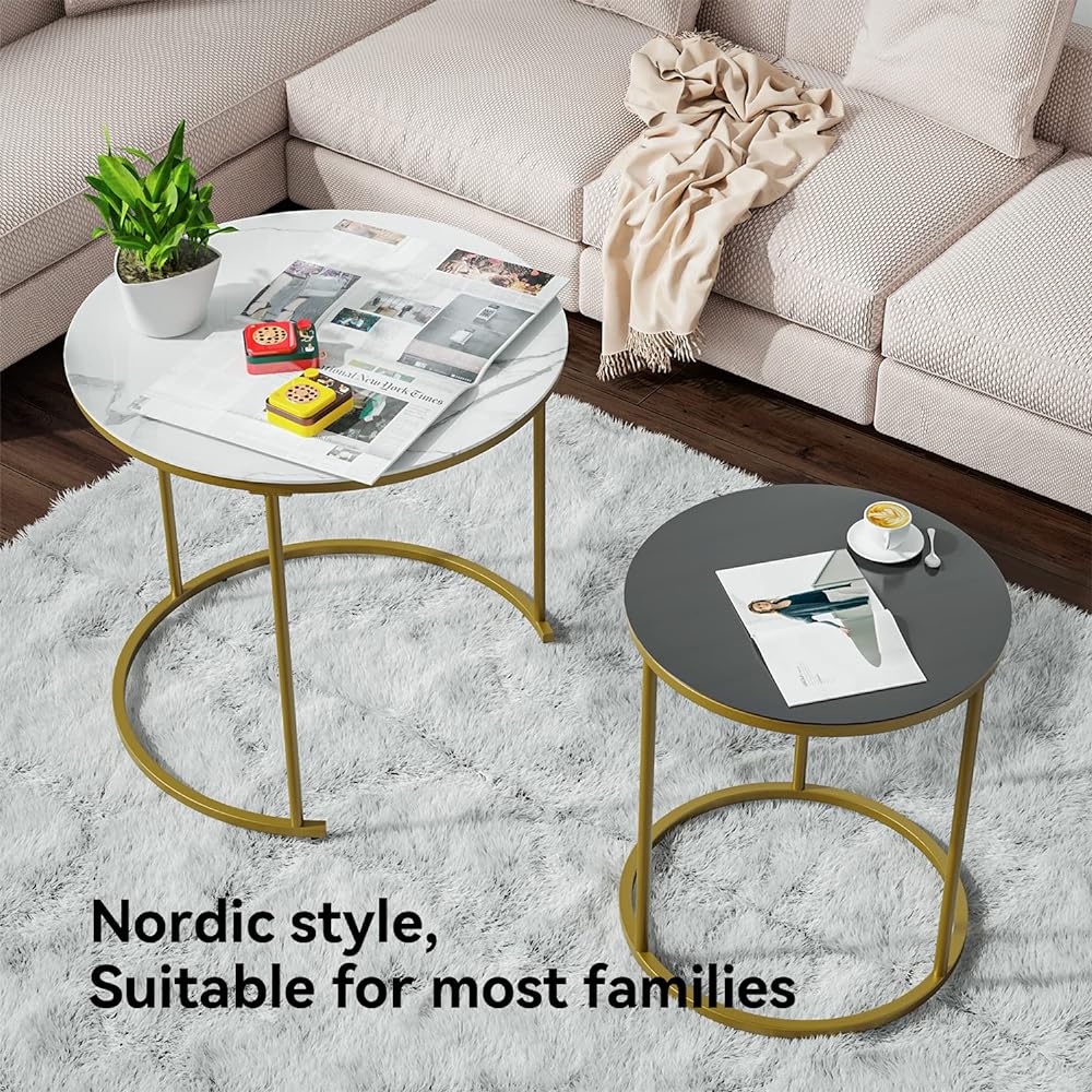 MONCOT Table, Side Table, Low Table, Center Table, Glass Table, Nesting Table, Round Coffee Table, Set of 2, Living Table: Cafe Table, Coffee Table, Chabu Table, Low Table + Stylish, Sofa Table,