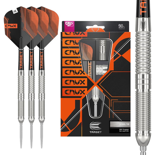 Target Darts Crux 01 22G Tungsten 90% Swiss Point Steel Tip Dart Set