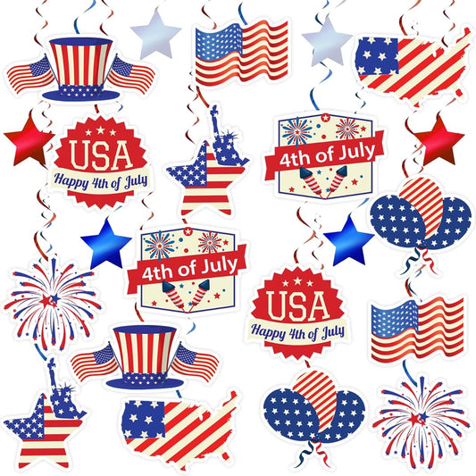 38pcs 4th of July Decorations Hanging Swirls No DIY Required 4th of July Decorations Patriotic Decor Party Hanging Swirls Memorial Day Decorations Independence Day 4th of July Hanging Decorations