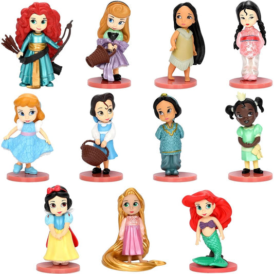 Jcnvcmc Cartoon Princess Action Figure Set 11 Pieces Cute Princess Doll Figures Theme Party Decoration Birthday Gift for Kids Girls
