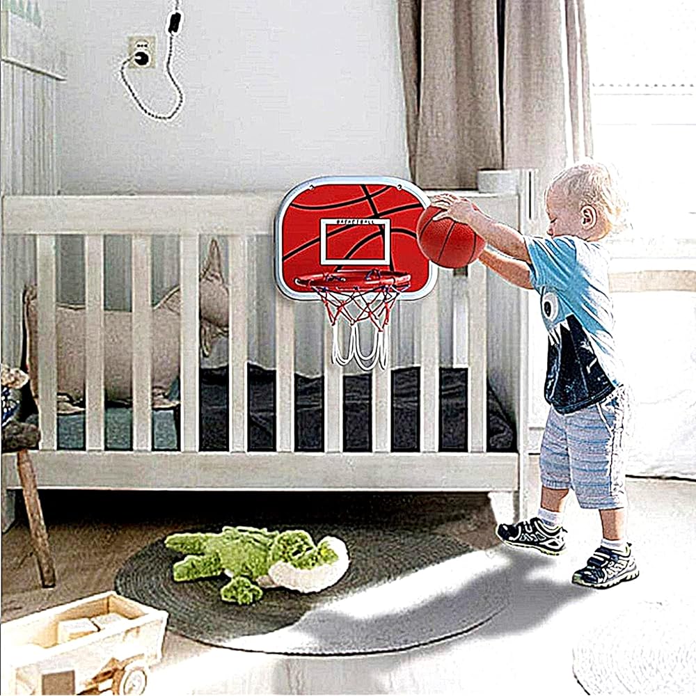 [TradeWind] Basketball Goal Basket Ring Net Basketball Board Wall Hanging Shoot Practice Ball Air Pump Set Mini Size (Brown 40cm)