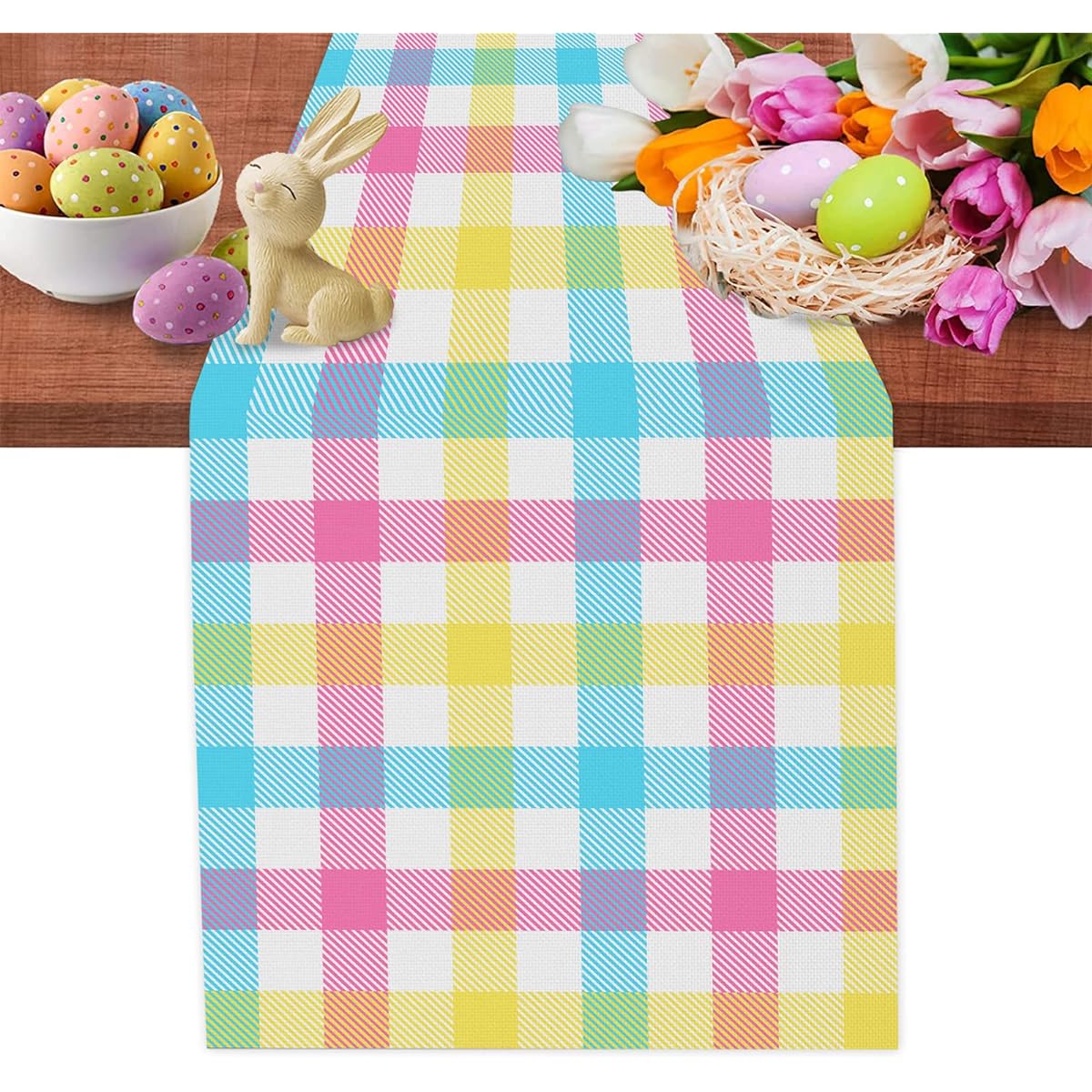 Buffalo Check Spring Table Runner 13x72 Inch Seasonal Wreath Spring Summer Decor Holiday Farmhouse Indoor Outdoor Home Party Decor