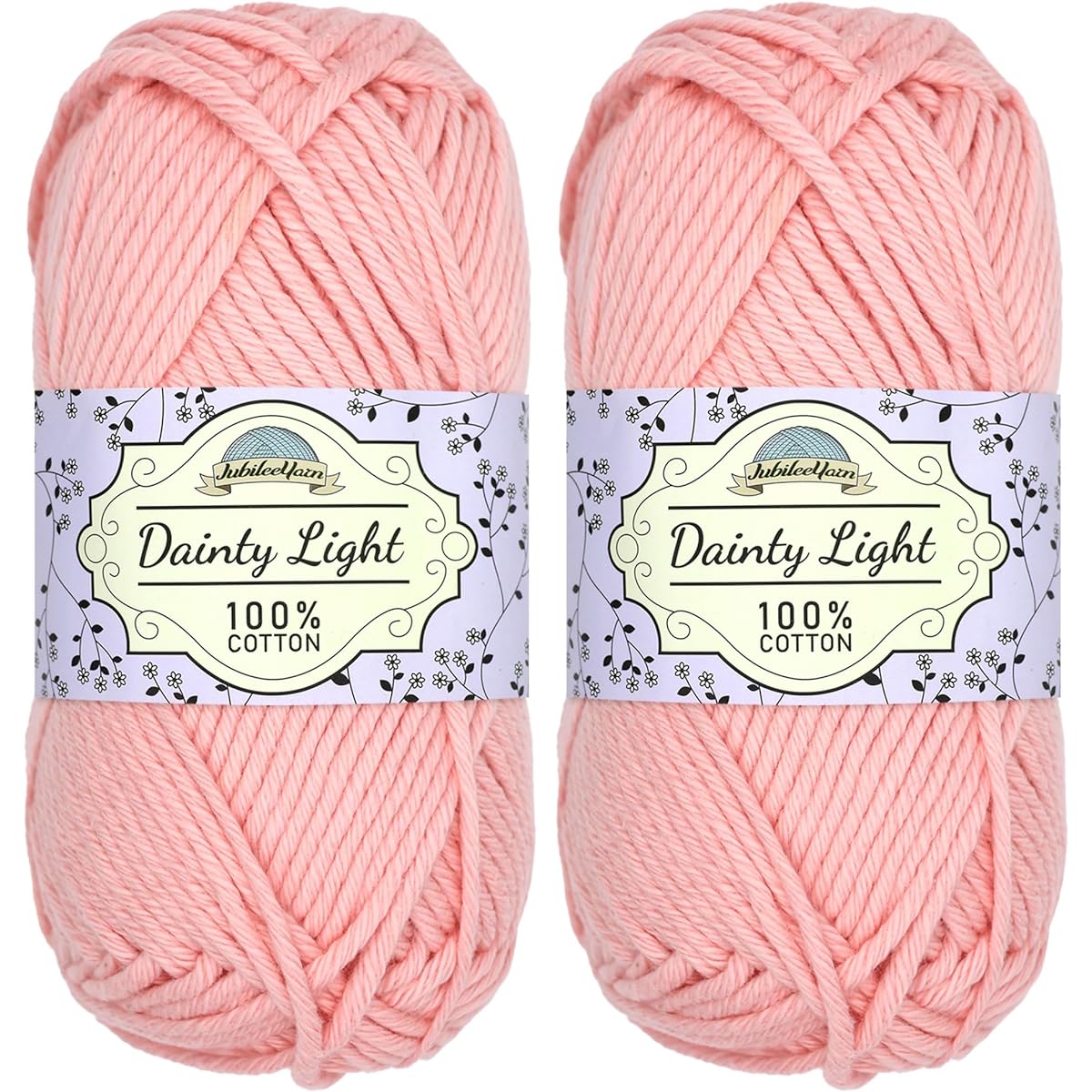 JubileeYarn Medium Gauge Worsted Weight Yarn - Elegant Lightweight - 100% Cotton - 100g - 2 or 4 Bones - BambooMN 2 Skeins Pink 6955114966794a