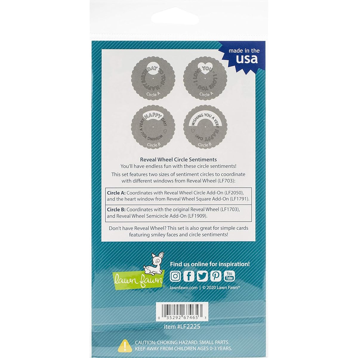 Lawn Fawn Clear Stamps 4"X6"-Reveal Wheel Circle Sentiments -LF2225
