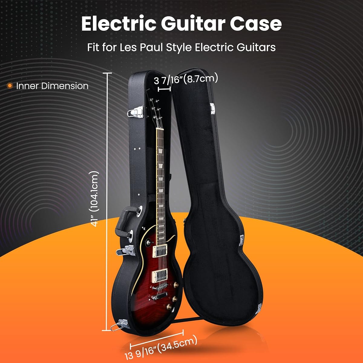 AW Black Universal Electric Guitar Hard Case Wooden Hard Shell Carry Case with Lock Latch Key, For Electric LP Guitar, Modern