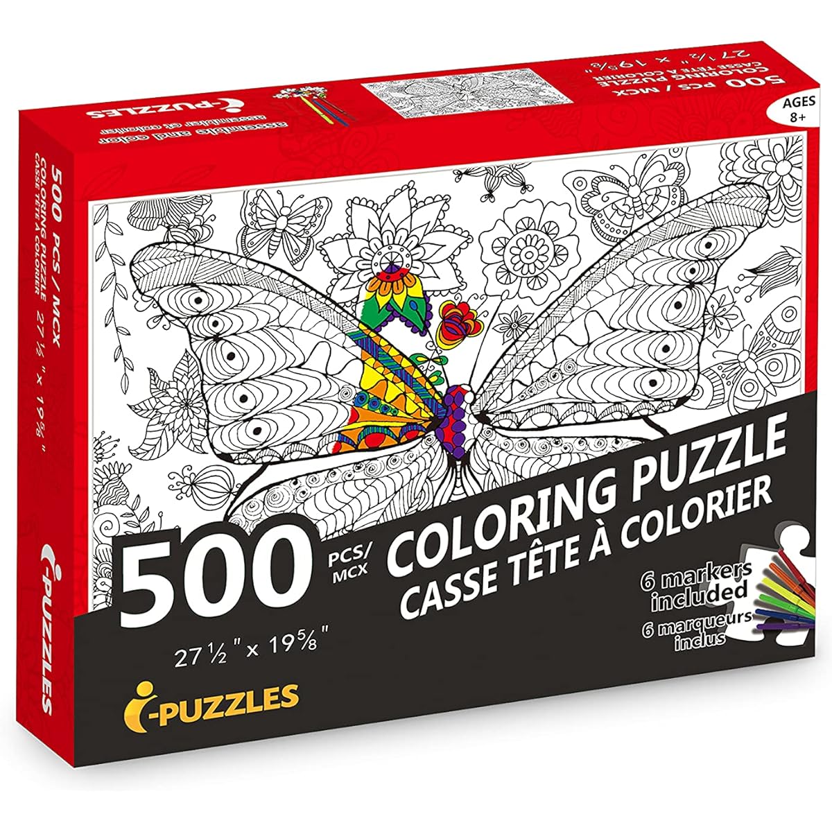 Jigsaw Puzzle | Butterfly | DIY Coloring Jigsaw Puzzle with Color Pen Set | For Kids/Adults | 500 Pieces