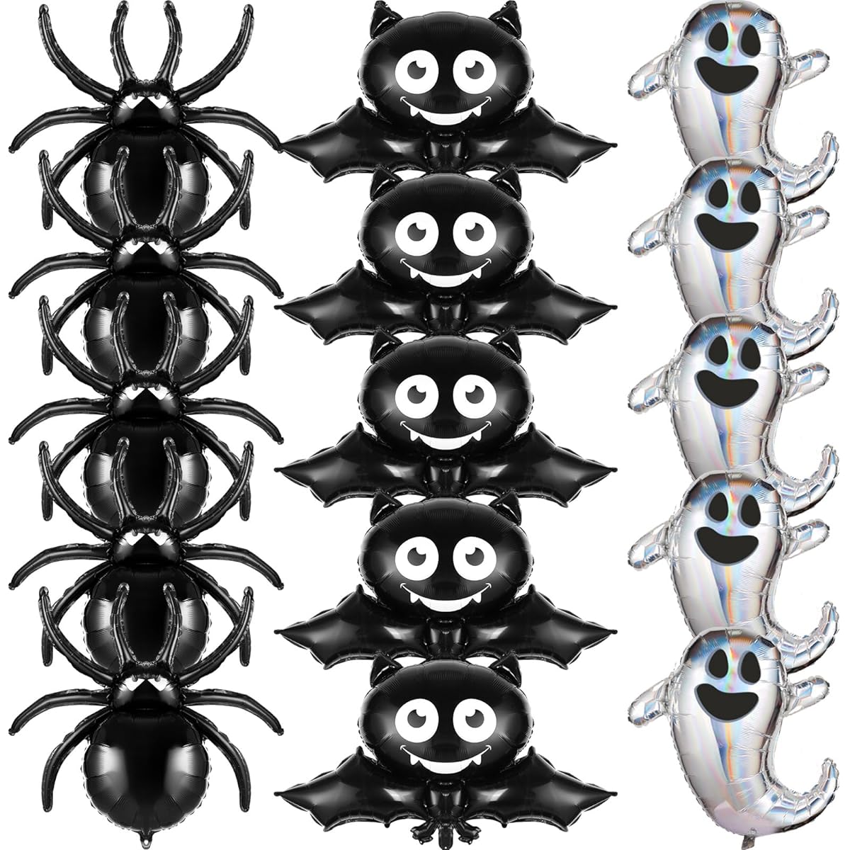 Libima 15 Piece Halloween Balloon Set Big Bat Ghost Spider Balloon Black Spider Bat Decoration Ghost Balloon Aluminum Foil Balloon Halloween Birthday Party Decoration Props Supplies