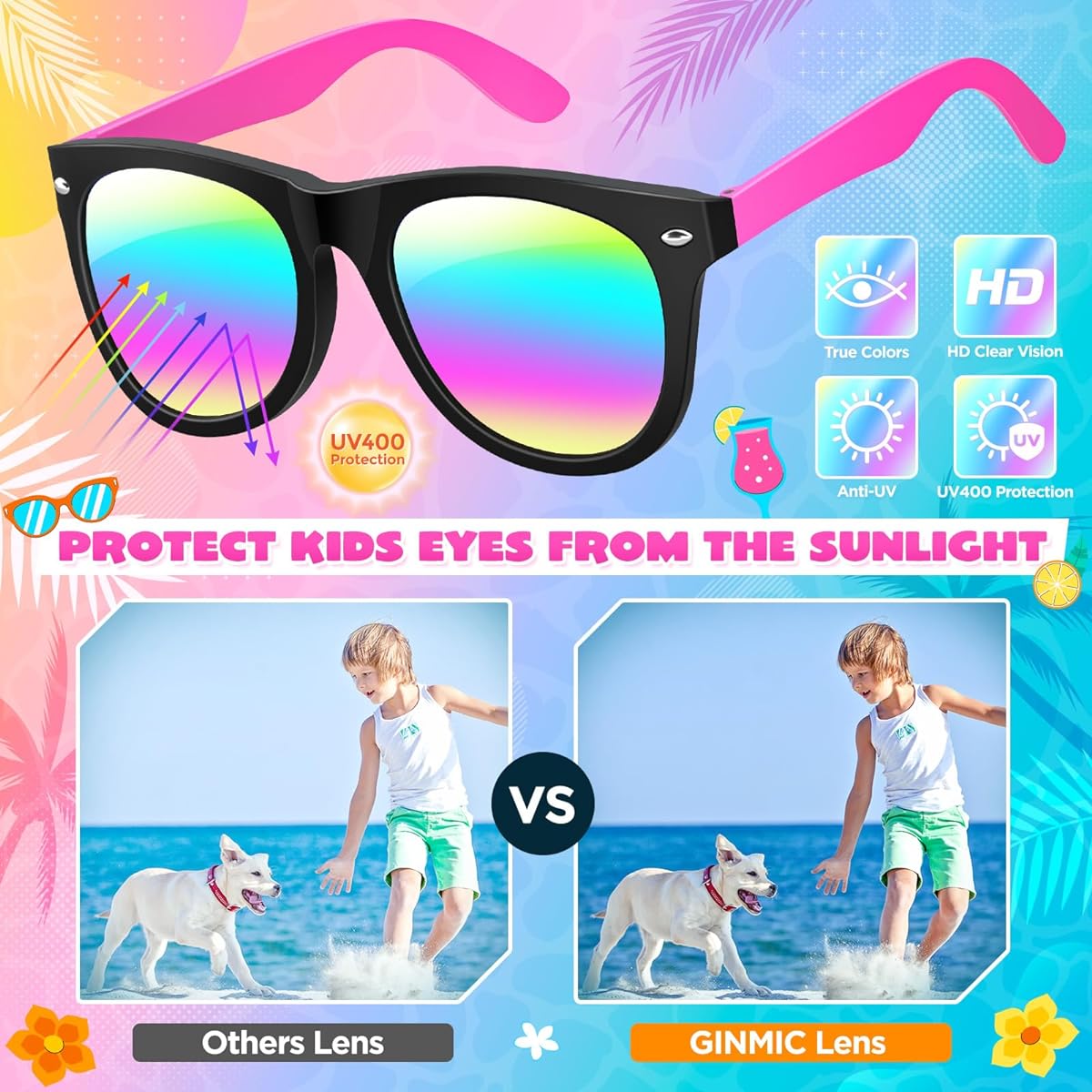 GINMIC Kids Sunglasses Bulk 12 Pack Kids Party Favors for Boys and Girls Pool Toys Summer Toys Party Toys Souvenirs Bag Stuffers Birthday Party Supplies Gifts