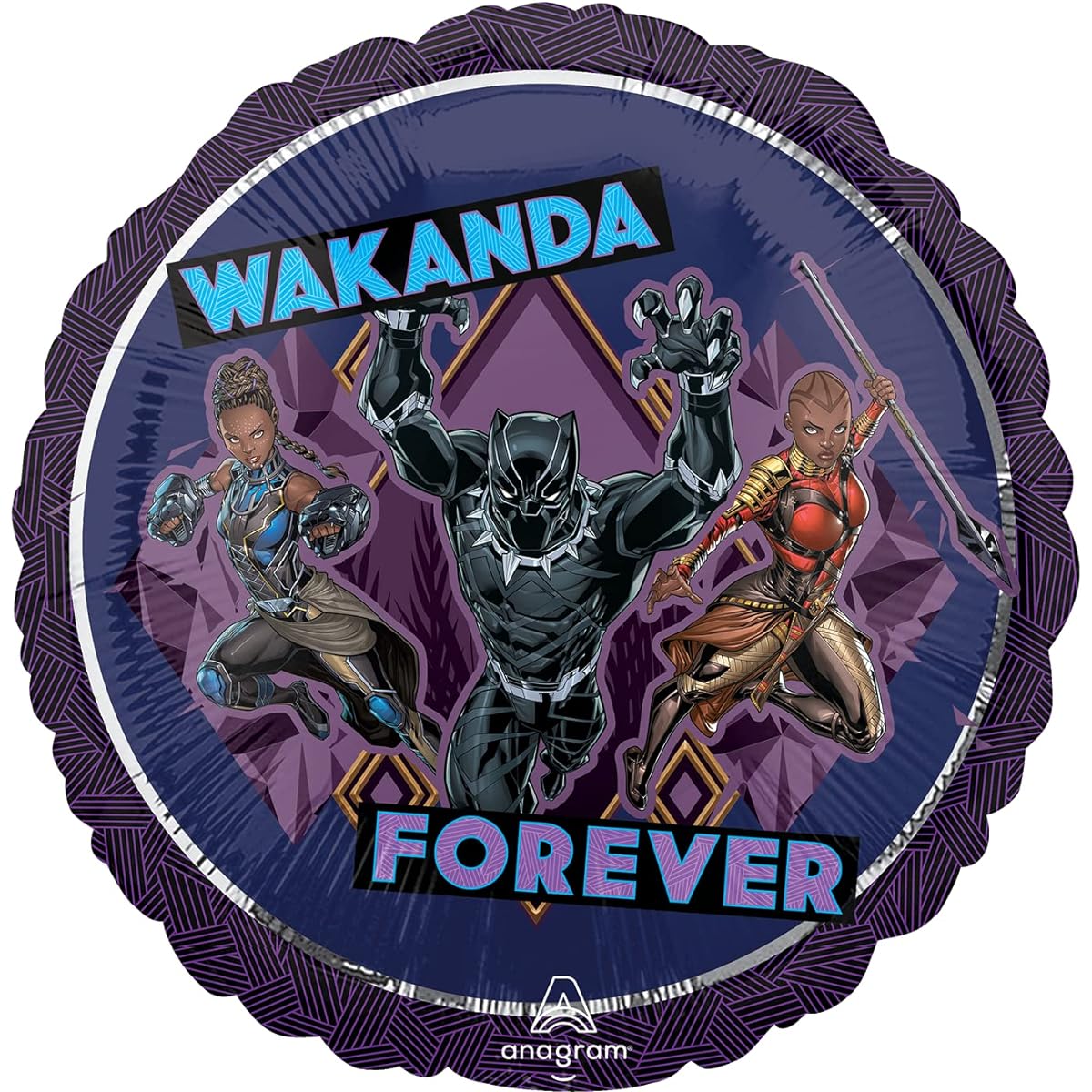 Wakanda Forever Party Supplies - Black Panther Superhero Balloon with Happy Birthday Ribbon (Number 3)