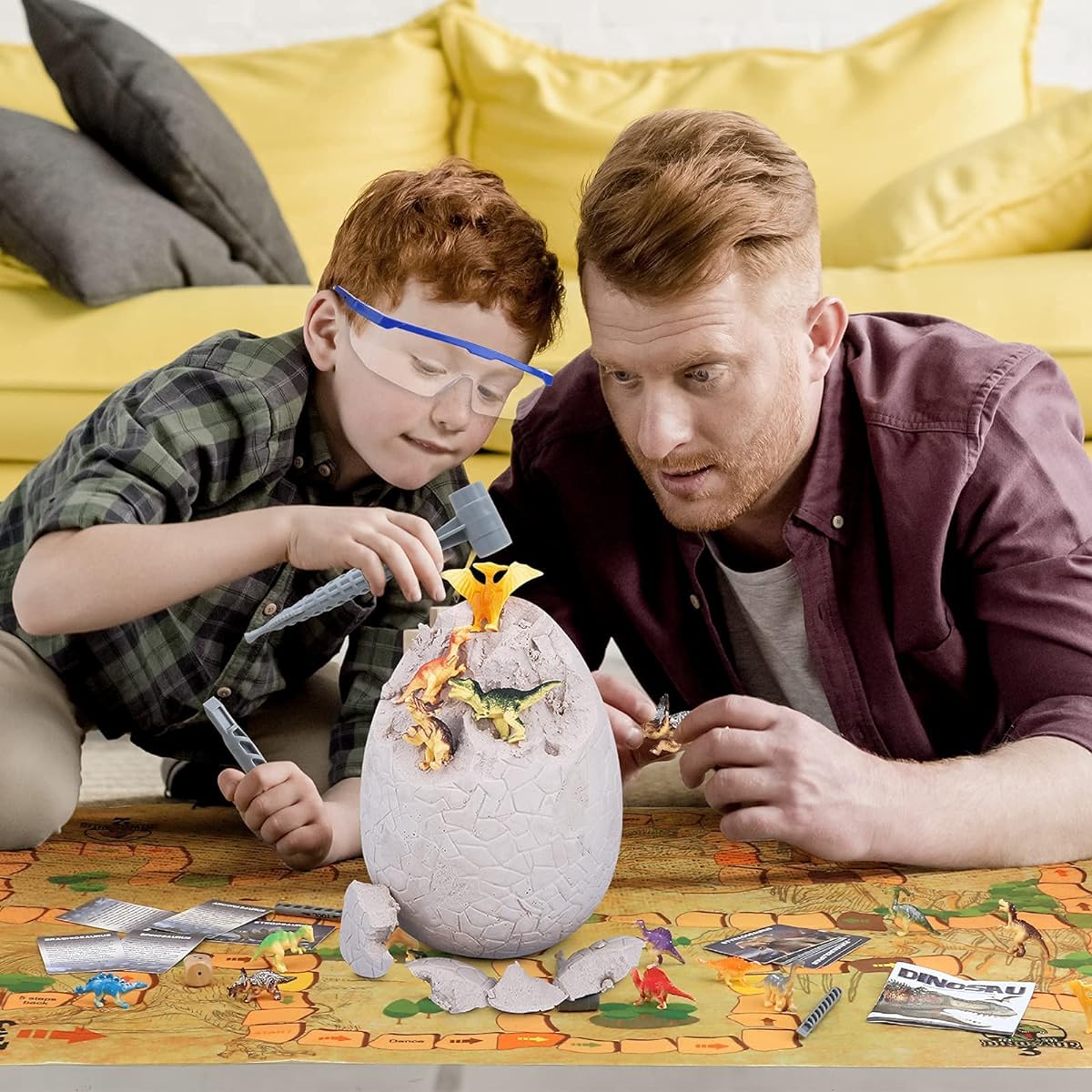 Jumbo Dino Egg Dig Kit, Dinosaur Eggs Toys with 12 Different Dinosaur Toys, Dinosaur Educational Toys for 5 Kids with 6 Diggi
