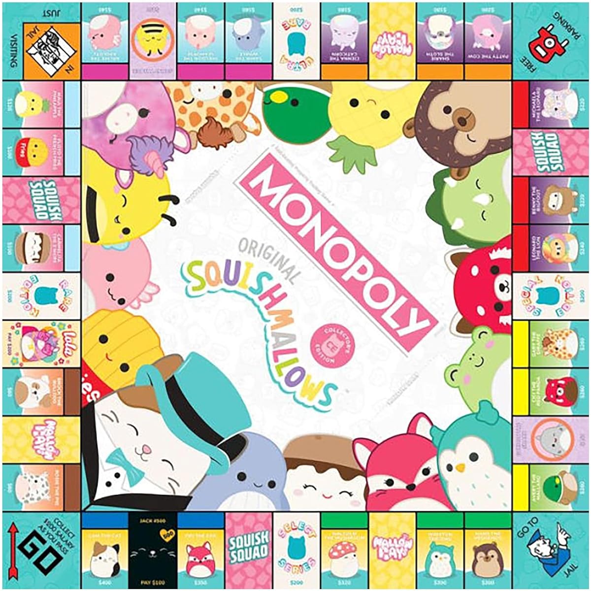 Monopoly: Squishmallow | Collector's Edition of Cam The Cat Plush | Buy, Sell & Trade Space Squishmallow | Collector's Classic Monopoly Game | Officially Licensed Squishmallow Game
