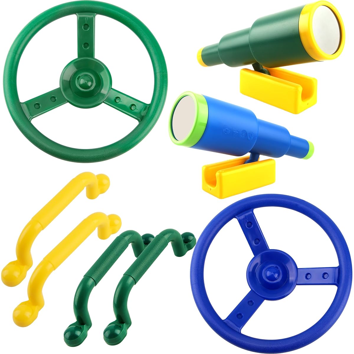 Haconba Kids Playground Accessories Swing Set Plastic Pirate Ship Handles Safety Handles Telescope Outdoor Playground Tree House Jungle Gym Accessories 8pcs