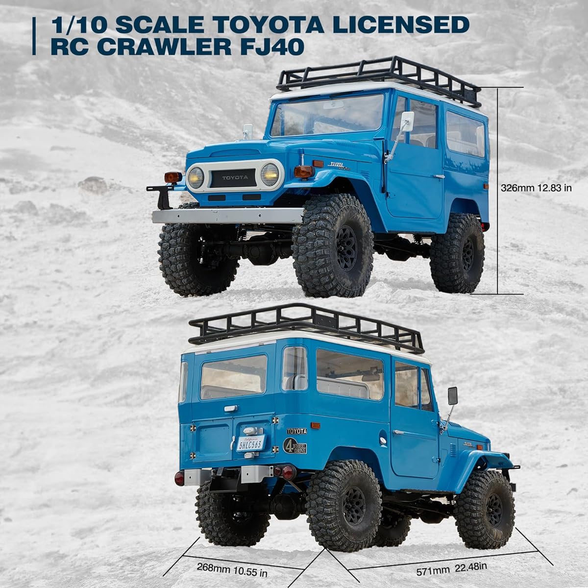 BEEZRC FMS 1/10 RC Toyota Officially Licensed FJ40 RS RC Crawler 4WD 2.4G Model Car Hobby RC Crawler RC Car Off-Road RC Truck Remote Control Car with Transmitter FMS11035RSBU