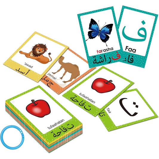 Arabic Alphabet Flash Cards for Kids Toddlers Arabic Alphabet Learning Flash Cards with English Transliteration for Preschool Kindergarten Preschool Homeschool