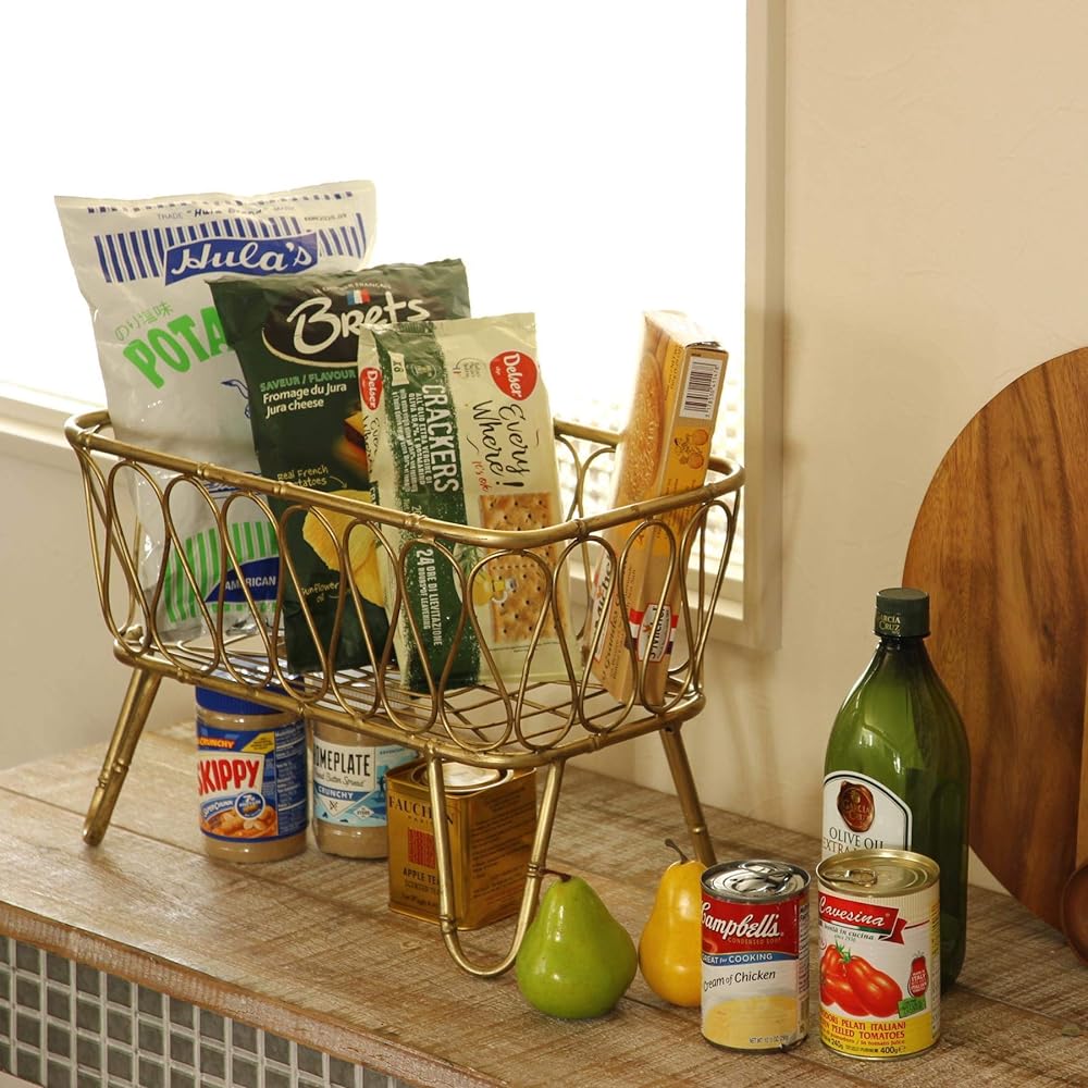 SPICE OF LIFE Towel Basket with Legs Made of Iron LUXE Gold DRDF1280