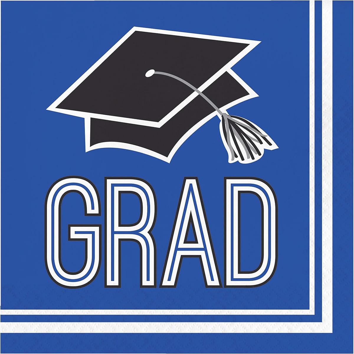 Graduation School Spirit Blue Napkins 108 Count