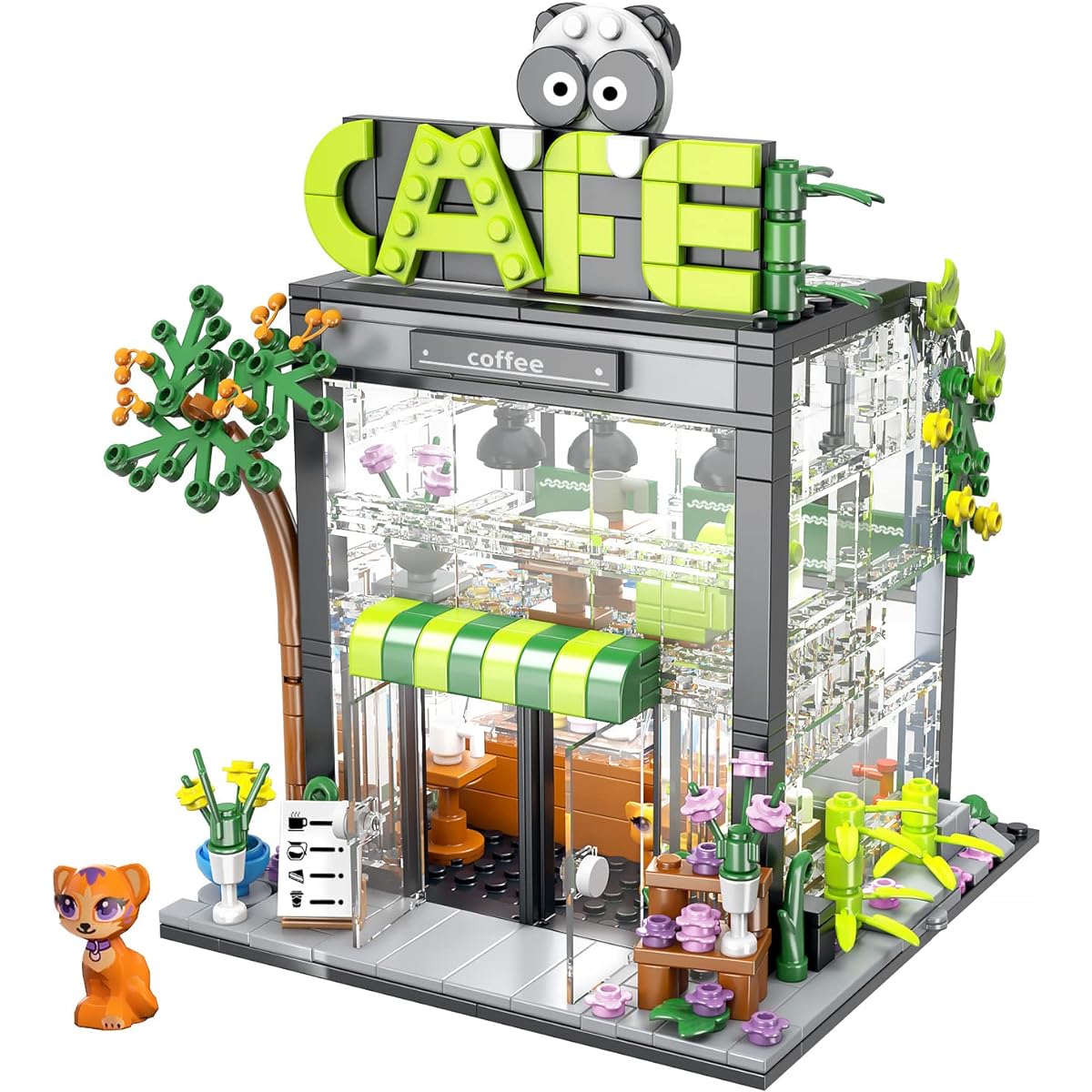 PinkBee Friends Flower House Building Blocks Set 2022 Girls Coffee Shop Greenhouse Cafe Apartment Bricks Kit with Lights Christmas Christmas Birthday Gift for Adults Kids 6+ 6-12 8-12 7-9