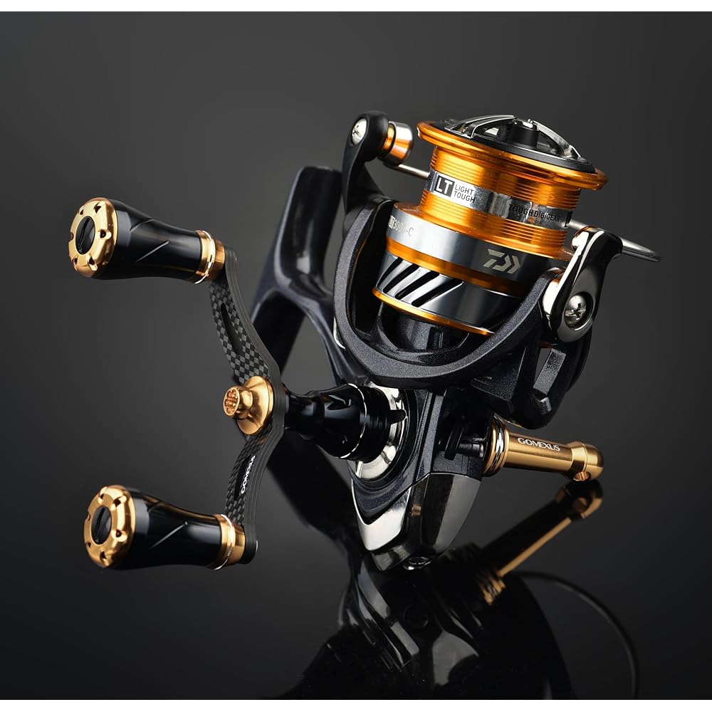 Gomexus FYT98 Reel Handle Carbon Made Shimano Daiwa Spinning Reel Compatible Co-rotating Reel Double Handle Naski Sahara Replacement 98mm with Handle Knob Squid Aging Eging Light Game For Left and Right Use