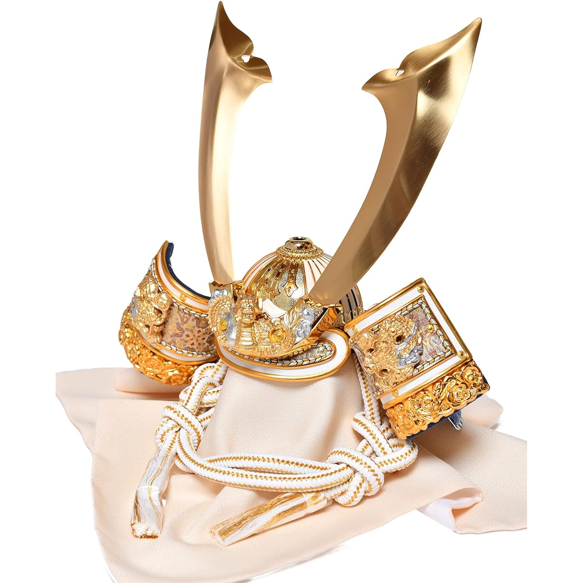 [Compactly storable helmet] No. 10 white bowl medium hoe silver helmet storage ornament: Ryugyoku [May doll] [Helmet decoration]