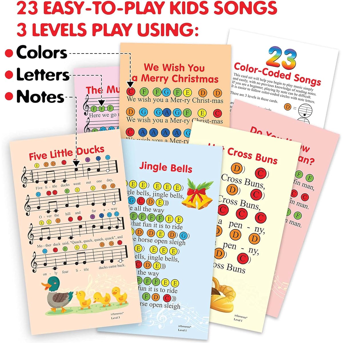 Bell set with buttons 8 color bells - 23 colors & letter code song