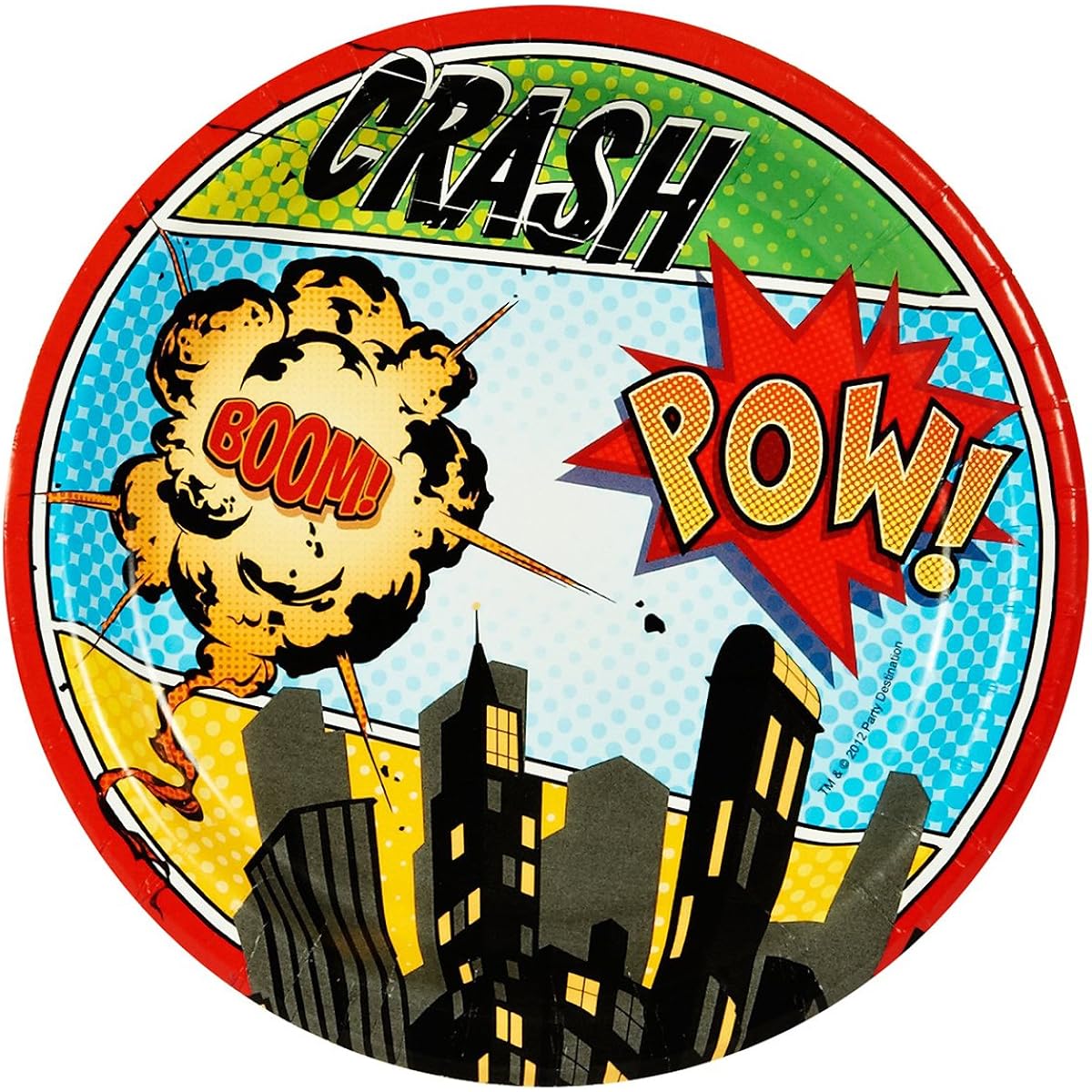 Superhero Comic Book birthday party supplies 24 pack dessert plates
