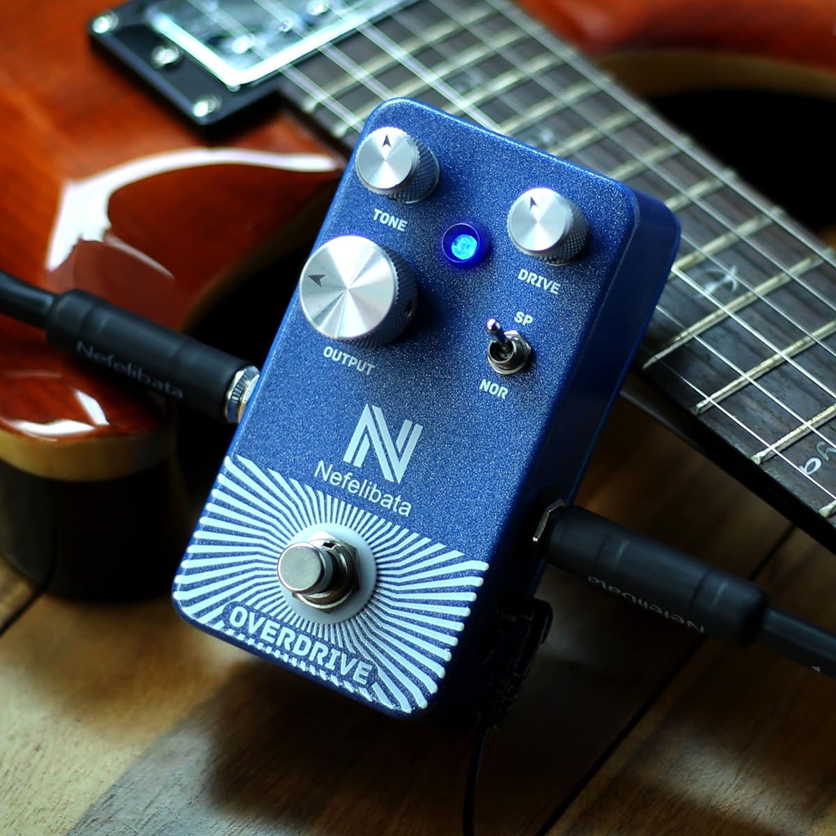 Overdrive Electric Guitar Effect Pedal Handmade Two Frequency Clipping Modes and True Bypass Design Achieves a Wide Range of Overdrive Tones from Retro to Modern Blue Metal Shell
