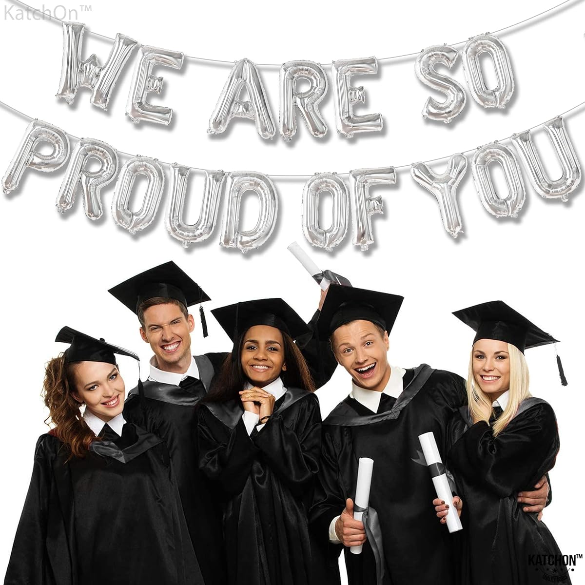 We Are So Proud of You Balloons - 16" | Silver We Are So Proud of You Banner, Graduation Party Decorations 2022 | Graduation Banner | College Graduation Decorations 2022 | Army Party Decorations