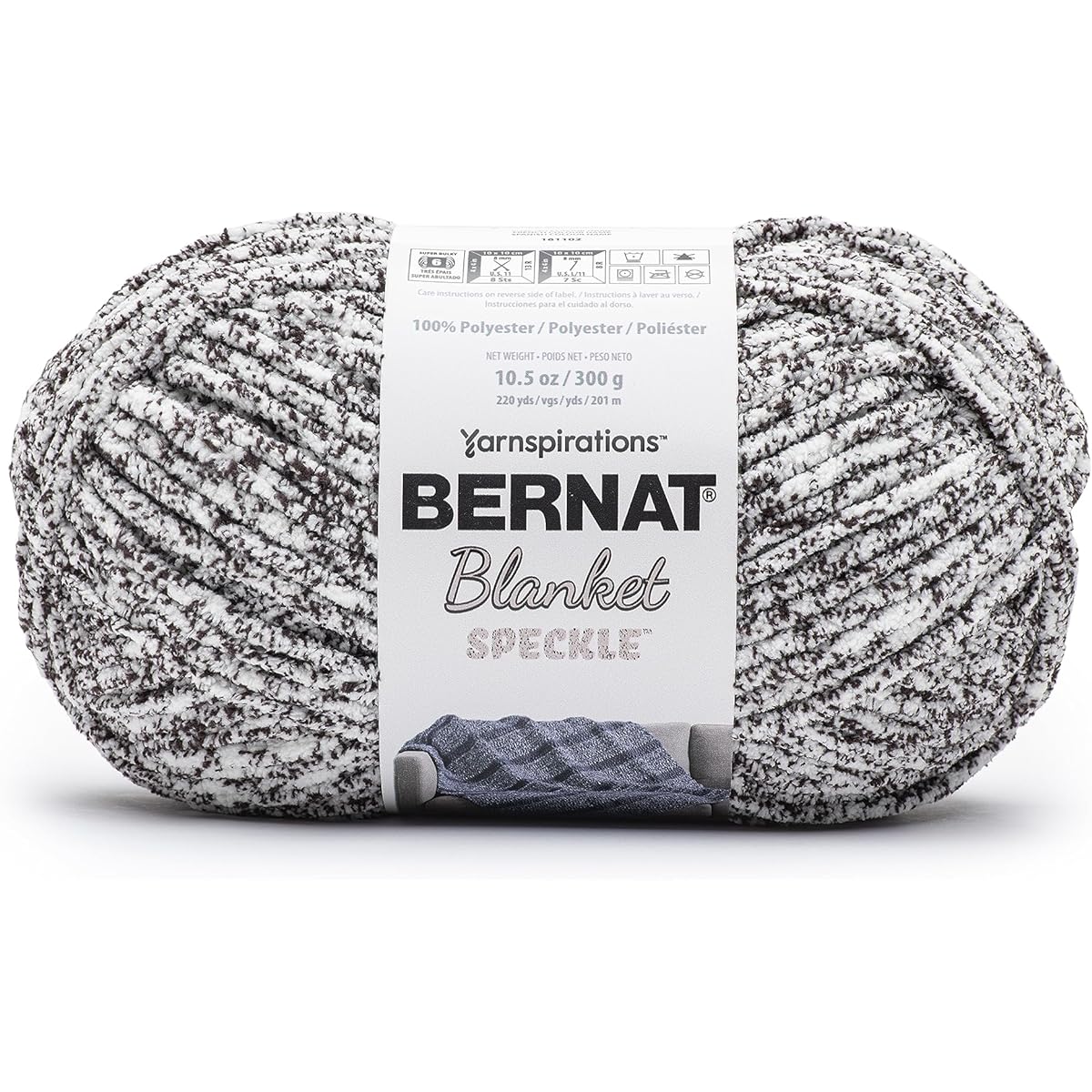 Bernat Blanket Speckle Typewriter Yarn - 10.5oz/300g 2 Pack - Polyester - #6 Extra Bulky - 220 Yards - Knitting Crochet & Craft Chunky Chenille Yarn