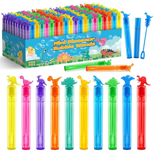 200pcs Mini Bubble Wands for Kids Bubble Party Favors Dinosaur Toys Bulk Theme Birthday Wedding School Class Prizes Christmas New Year Carnival Prizes Summer Bubble Toys for Girls and Boys