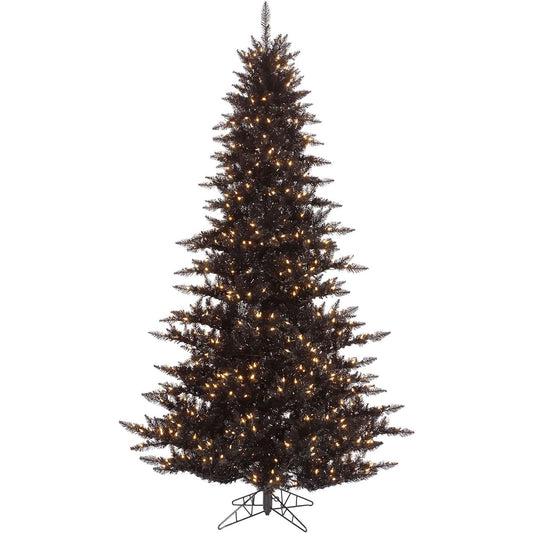 Vickerman 1.7' x 34" Black Fir Artificial Christmas Tree with 250 Clear LEDs - Lifelike Home Decor - Maintenance Free Fake Christmas or Halloween Tree