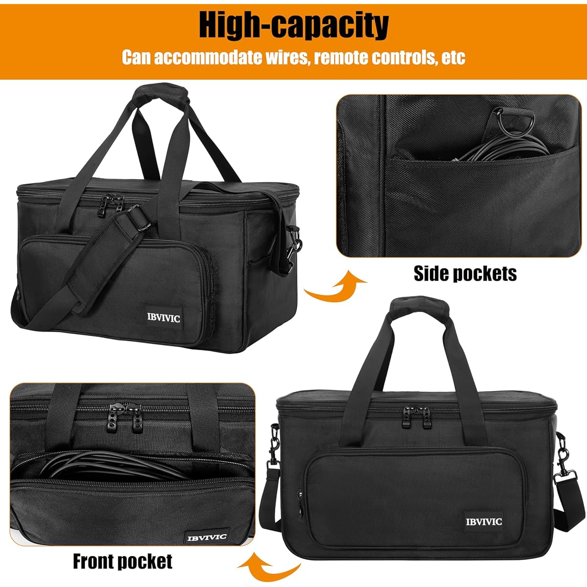 IBVIVIC 4 Par Light Bag Padded Storage Gig Case Bag for Par Light Equipment 18"x10"x11" Stage Light Bag