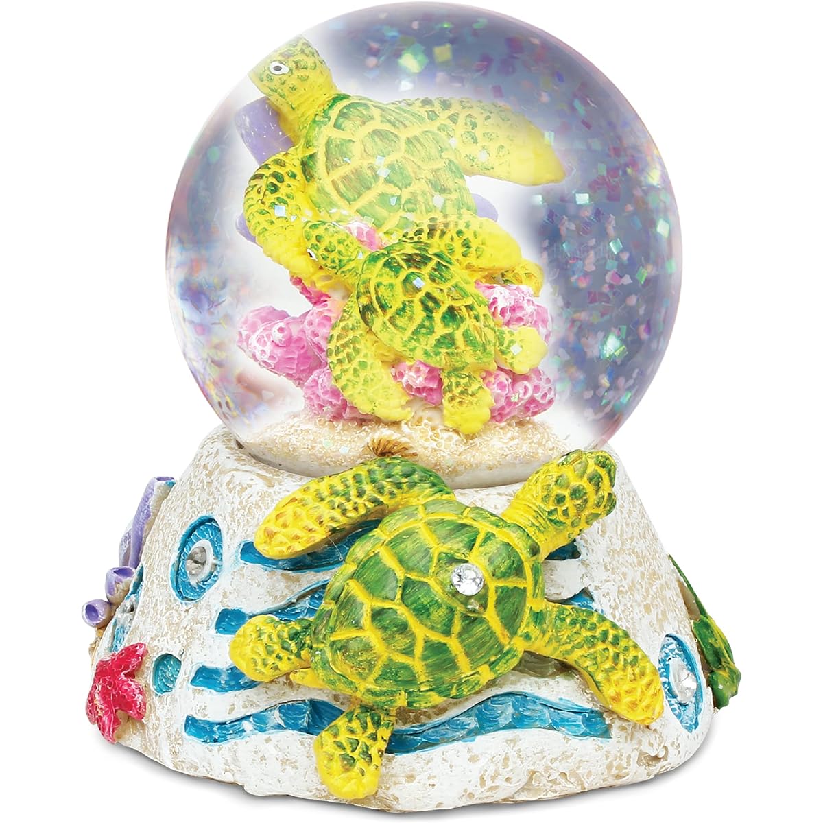 Puzzled Sea Turtle Resin Stone Finish Snow Globe - Sea Life Collection - 65 MM - Unique Elegant Gift and Souvenir - Item 9362