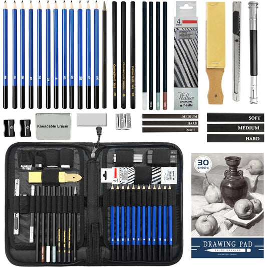 MYBRELAR Sketch & Drawing Kit, 41 Pieces Professional Drawing Pencils, Sketchbook, Graphite and Charcoal Pencils, Art Drawing Set for Kids, Beginners, Teens and Adults