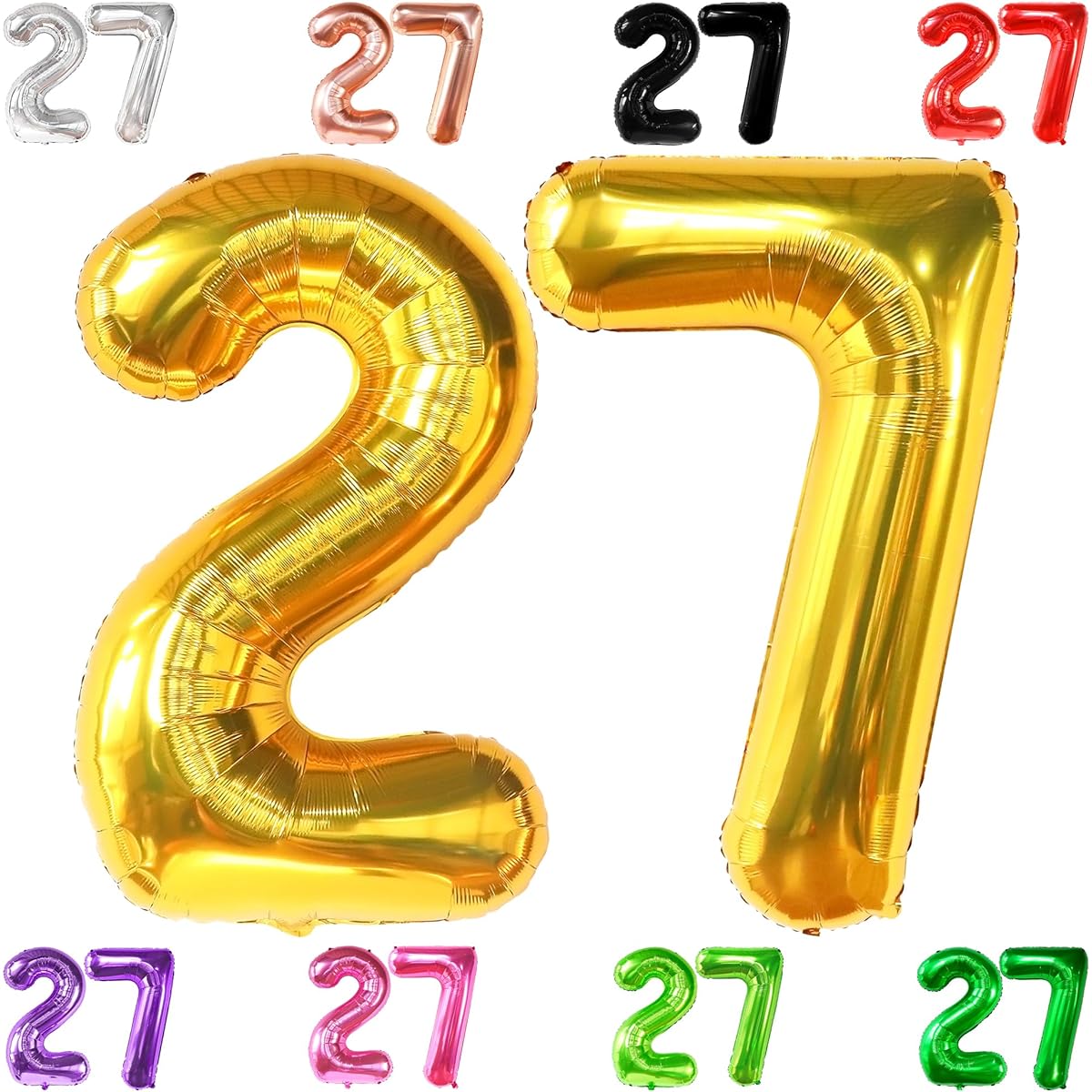 Giant Gold Number 27 Balloons - 40 Inch | Gold 27th Birthday Balloons for Men 27th Birthday Decorations | 27th Birthday Balloons | Gold Number Balloons 27 | 27th Balloons 27th Birthday