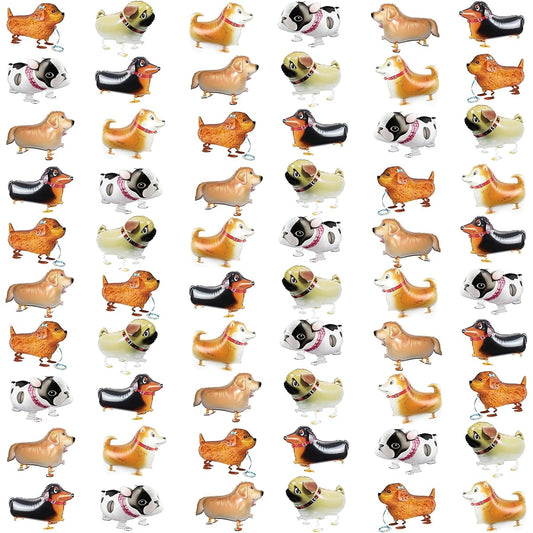 60 Pcs Walking Animal Balloons - Foil Dog Balloons for Kids, Puppy Balloons, Air Walkers, Animal Theme Birthday Party Decorations