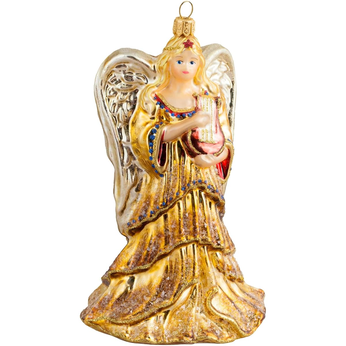 Miss Christmas 2023 Collection Christmas Angel Blown Glass Tree Ornament (Golden Angel)