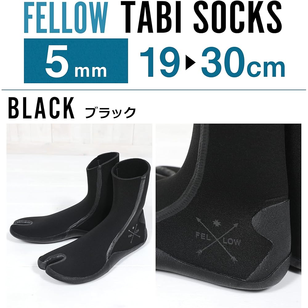 FELLOW Surf Boots 5mm Ninja Tabi Socks Thermal Surfing SUP Japanese Standard Men's Women's Brushed Split Boots