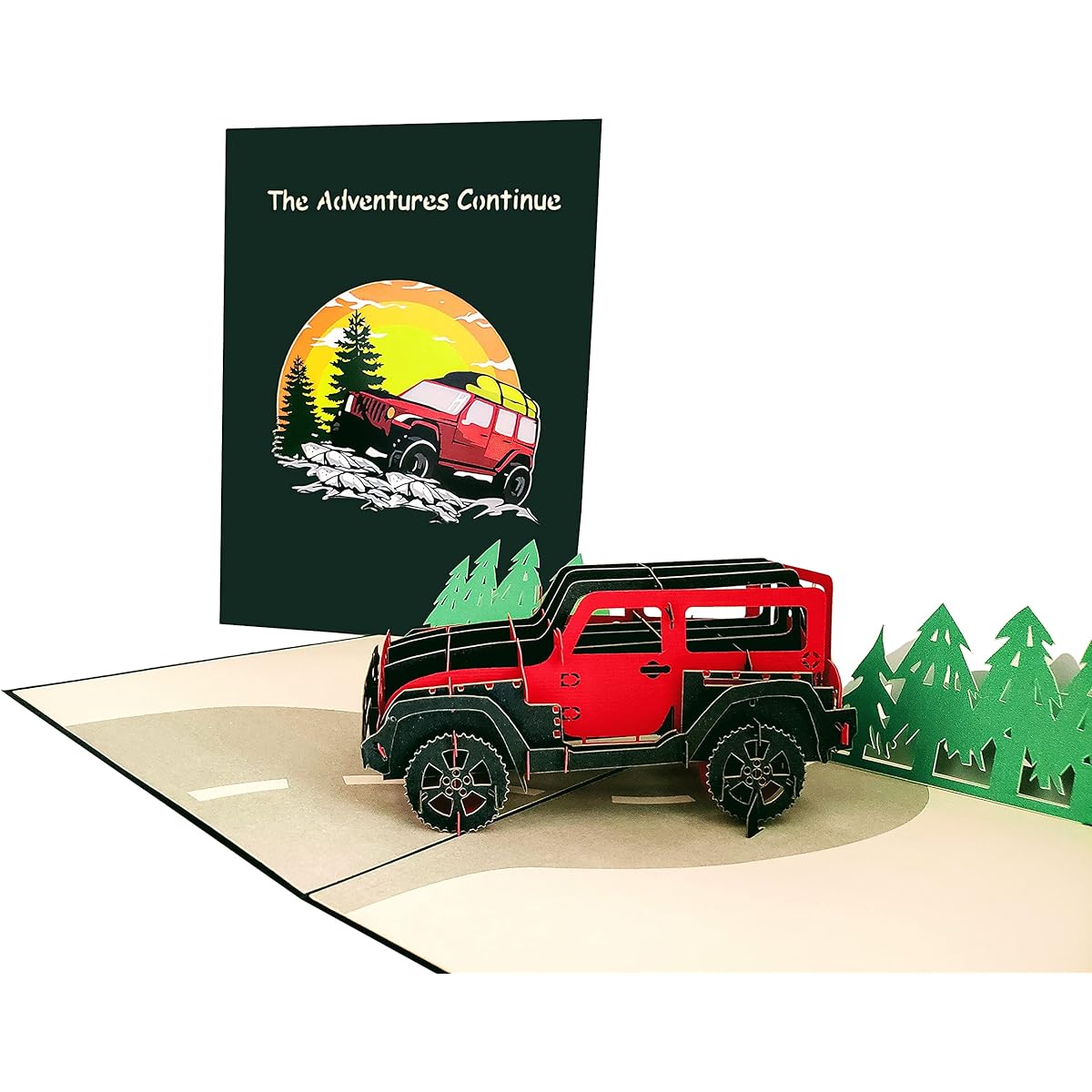 iGifts And Cards Adventure Awaits Red Jeep 3D Pop Up Greeting Card - Happy Birthday, Congratulations, Father's Day Gift, Retirement, Exciting, Cool Journey, Cheerful, Celebration, Fun, Mountain