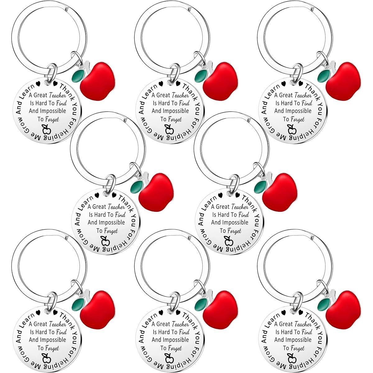 Ghloyza 8 Pcs Teacher Keychain Gifts, Appreciation Gifts, Graduation Gifts, Teacher Appreciation for Women and Men, Teachers Day, Best Teacher (Amazing Teacher)