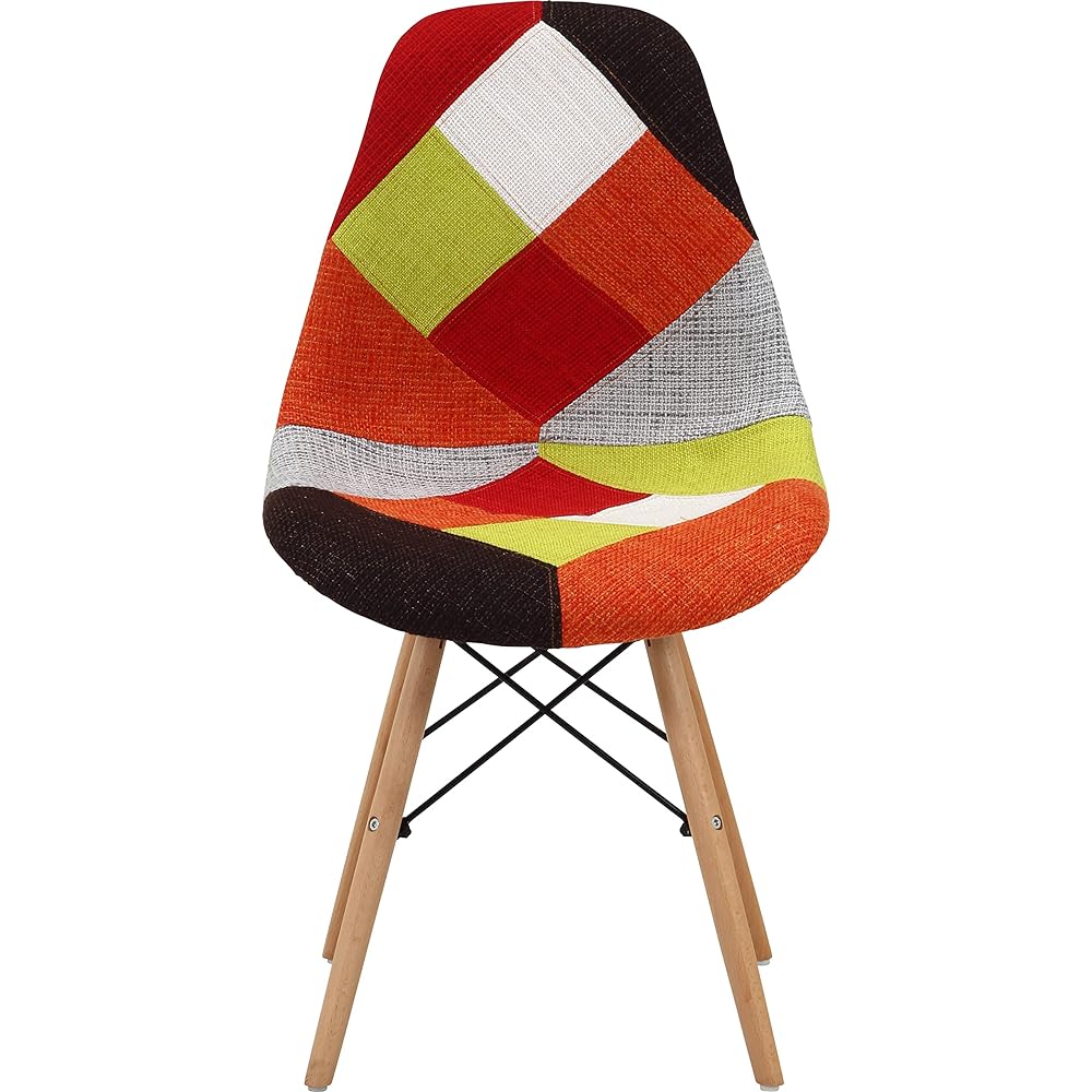 Fuji Boeki Eames Chair Width 51 x Depth 46 x Height 82cm Red Dining Chair Shell Shaped Patchwork 70584 Small